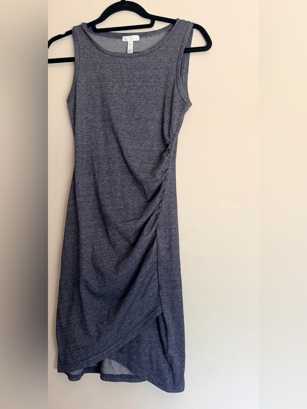 Leith Sleeveless Side-Ruched Grey Knit Dress